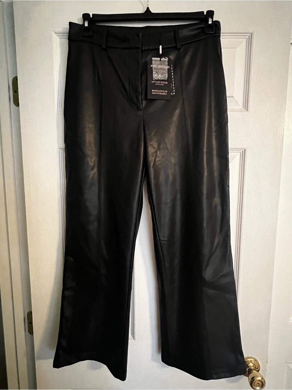 AVEC LES FILLES Faux Leather High-Waisted Wide-Leg Pants - sz. L